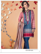 AlKaram Mid Summer Printed 3 Piece Embroidered MS MS-10-NavyBlue