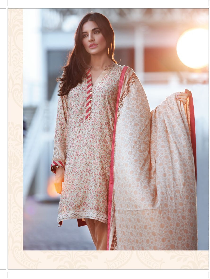 AlKaram Winter Resham Twill Linen Collection Design⁠⁠⁠⁠ - FW-20-Peach