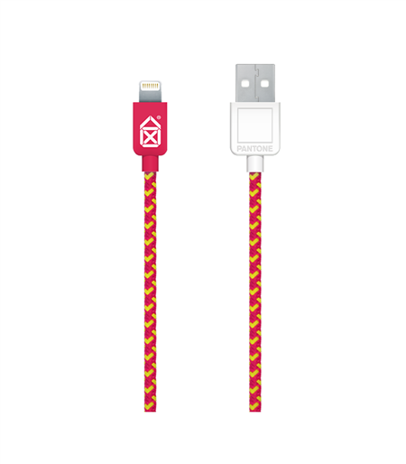 Pantone 2m Fabric Lightning Cable - Pink & Yellow