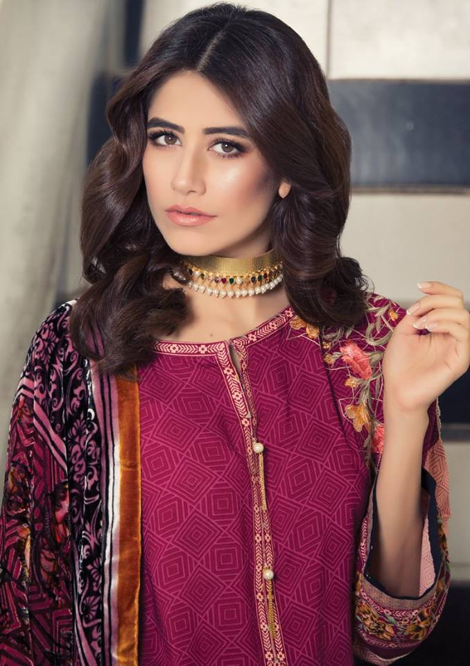 Majestic Horizon 3 Piece Silk Velvet Dupatta Collection - 05-MAROON