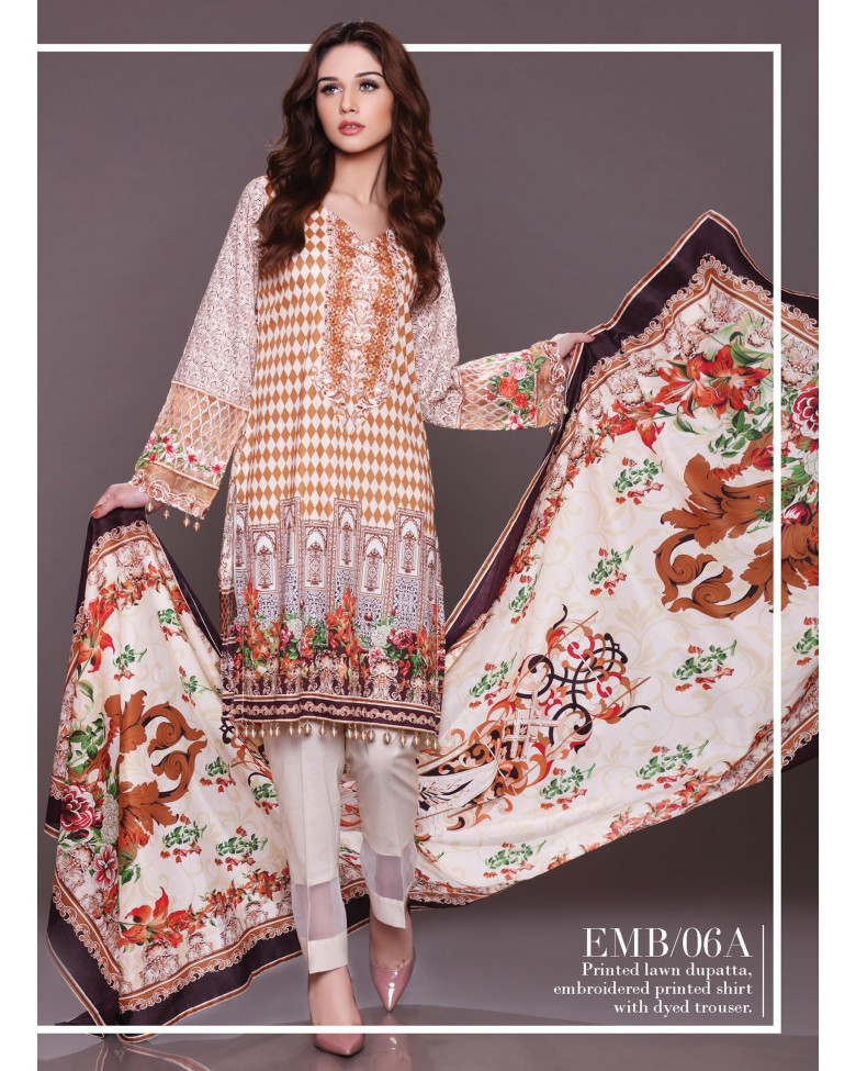 Al Zohaib Embroidered Lawn 2017 Design 6A