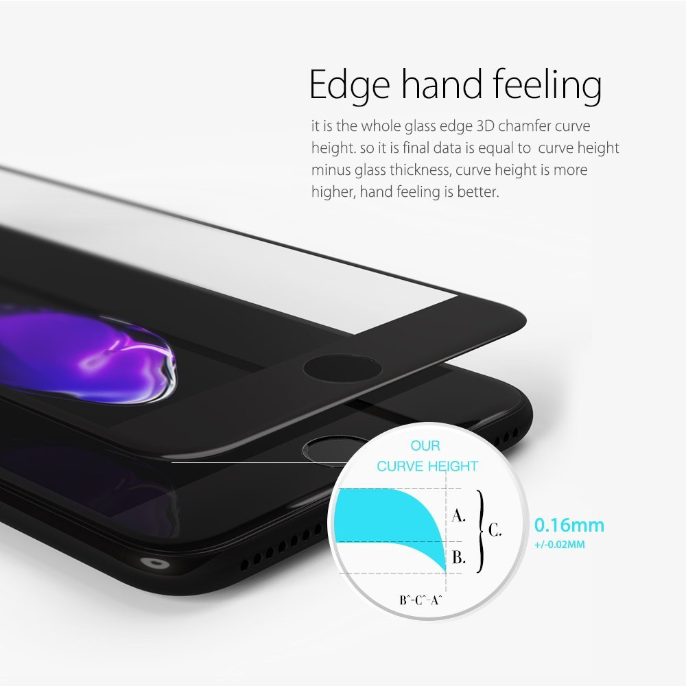 Ensida 3D Curved Fit HD 9H Tempered Glass Screen Protector iPhone 8 Plus/iPhone 7 Plus/6S Plus/6 Plus - White