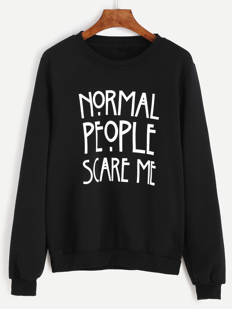 Fifth Avenue Normal People Scare Me Printed Sweatshirt - Black