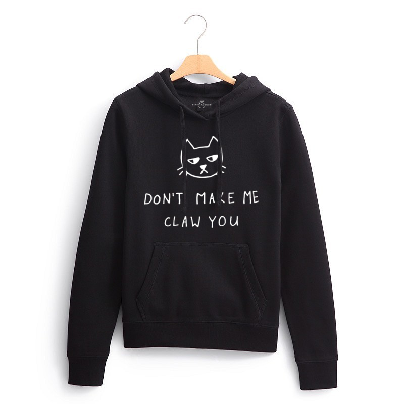 Fifth Avenue Don't Make Me Claw You Print Hoodie - Black
