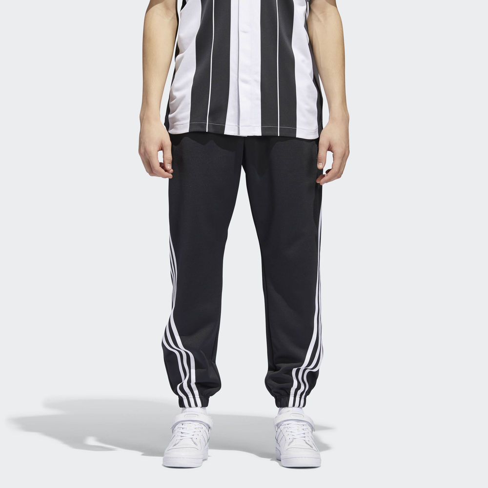 Fifth Avenue Men's Dri-Fit Wrap Tri Stripe Track Pants - Black and White