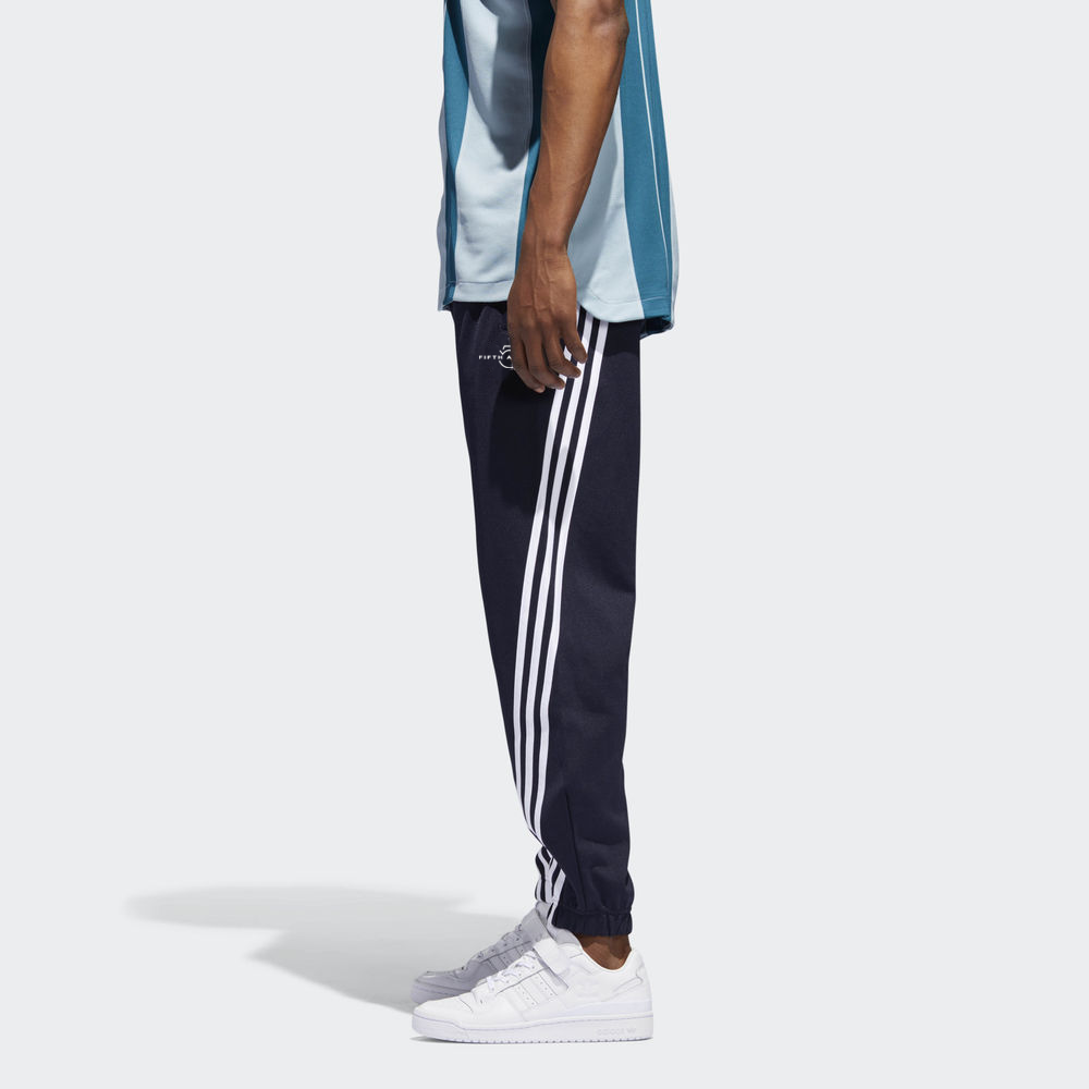 Fifth Avenue Men's Dri-Fit Wrap Tri Stripe Track Pants - Navy Blue and White