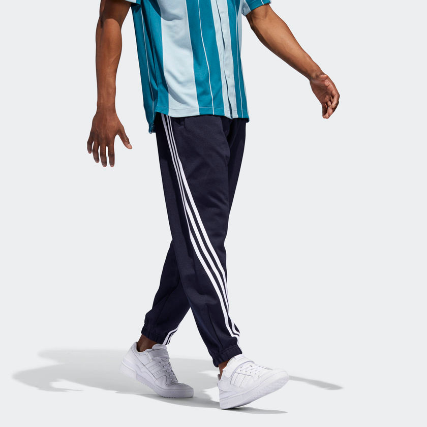 Fifth Avenue Men's Dri-Fit Wrap Tri Stripe Track Pants - Navy Blue and White