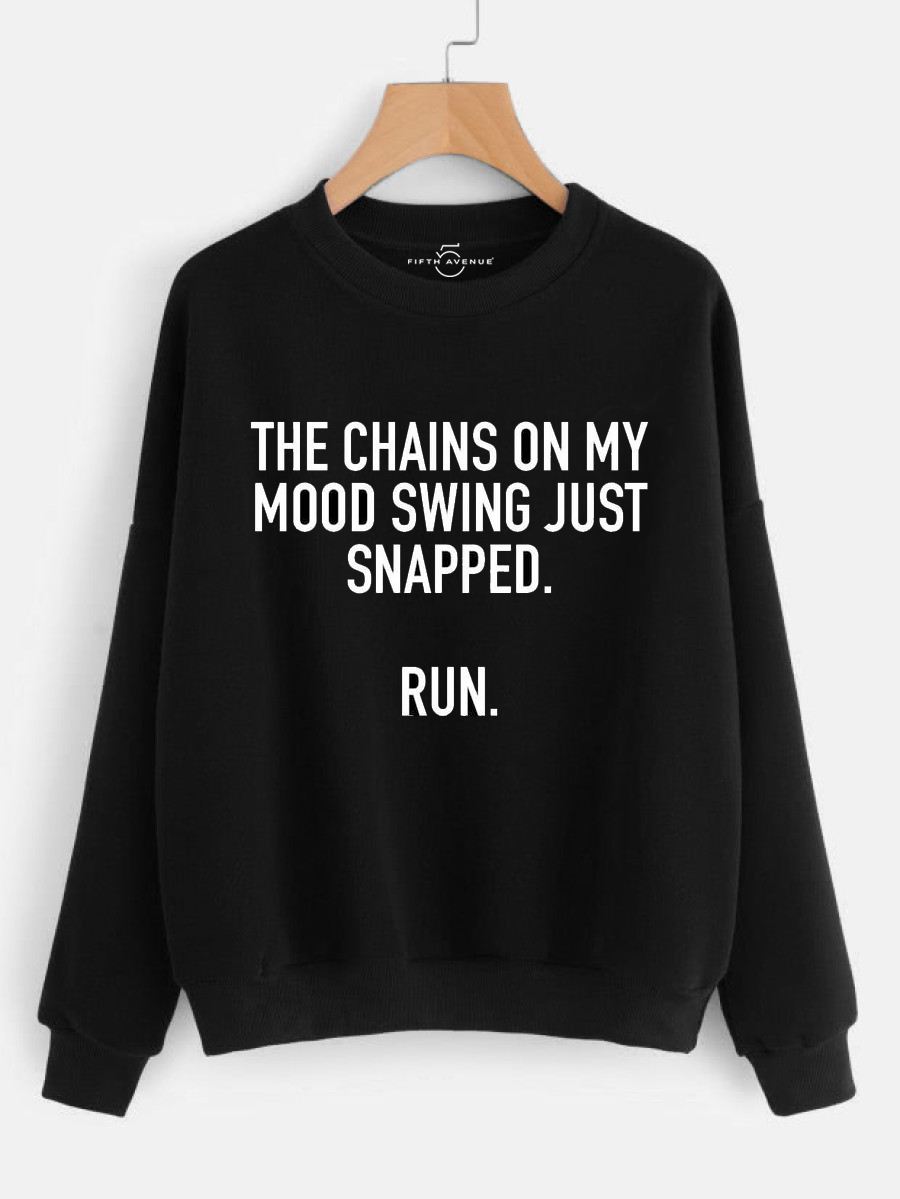 Fifth Avenue Mood Swing Chains Broke Printed Sweatshirt - Black