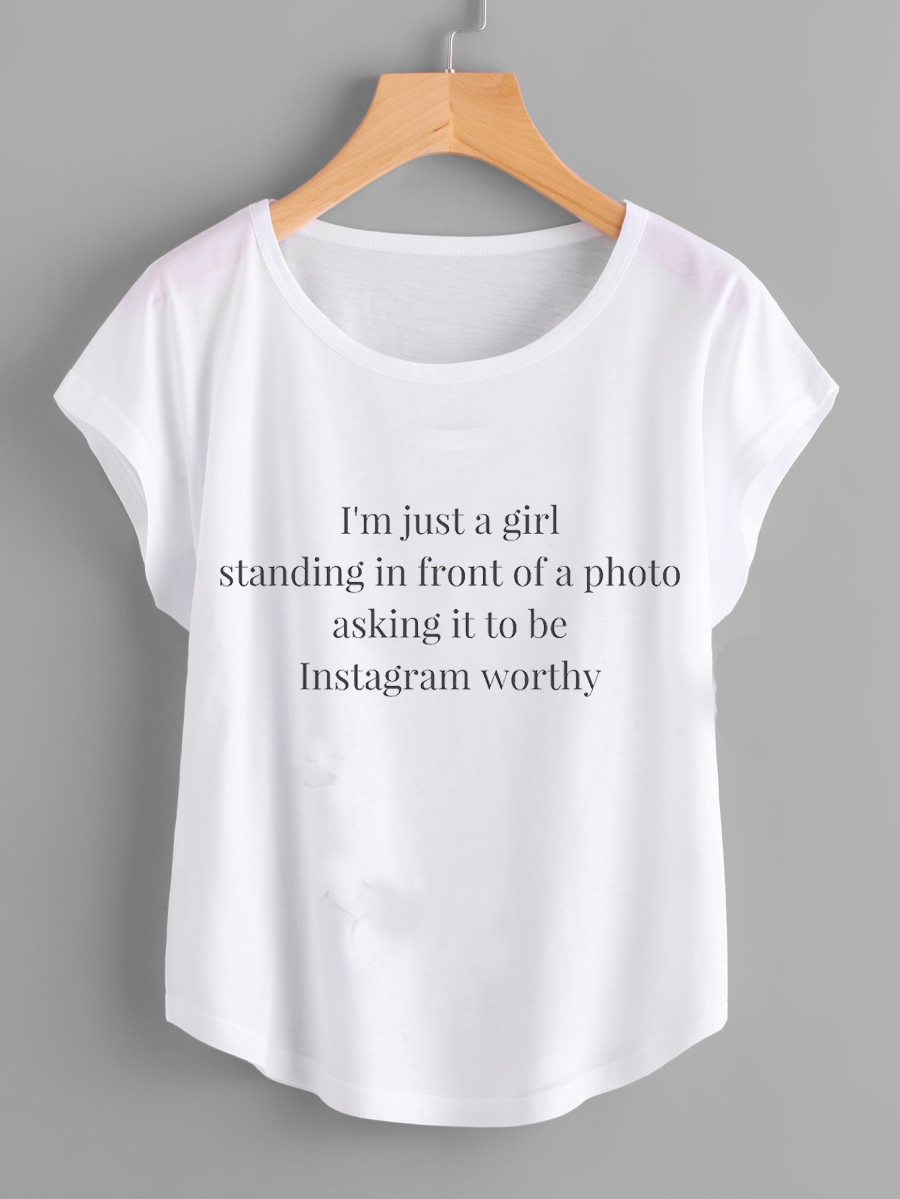 Fifth Avenue Women's Type Of Girl Instagram Photo Printed T-Shirt - White