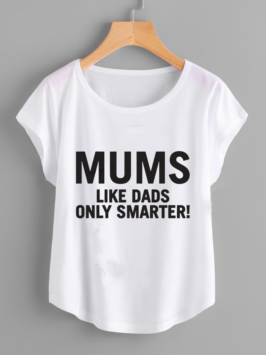 Fifth Avenue Women's Mums Smarter Dads Printed Dolman T-Shirt - White