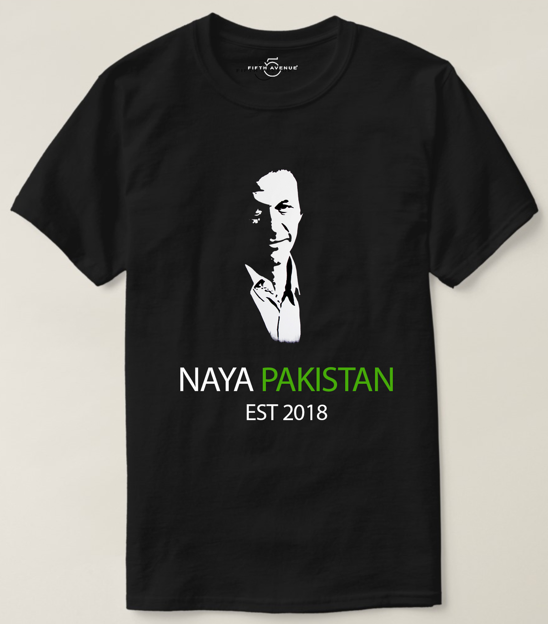 Fifth Avenue Naya Pakistan Khan Vector Print T-Shirt - Black