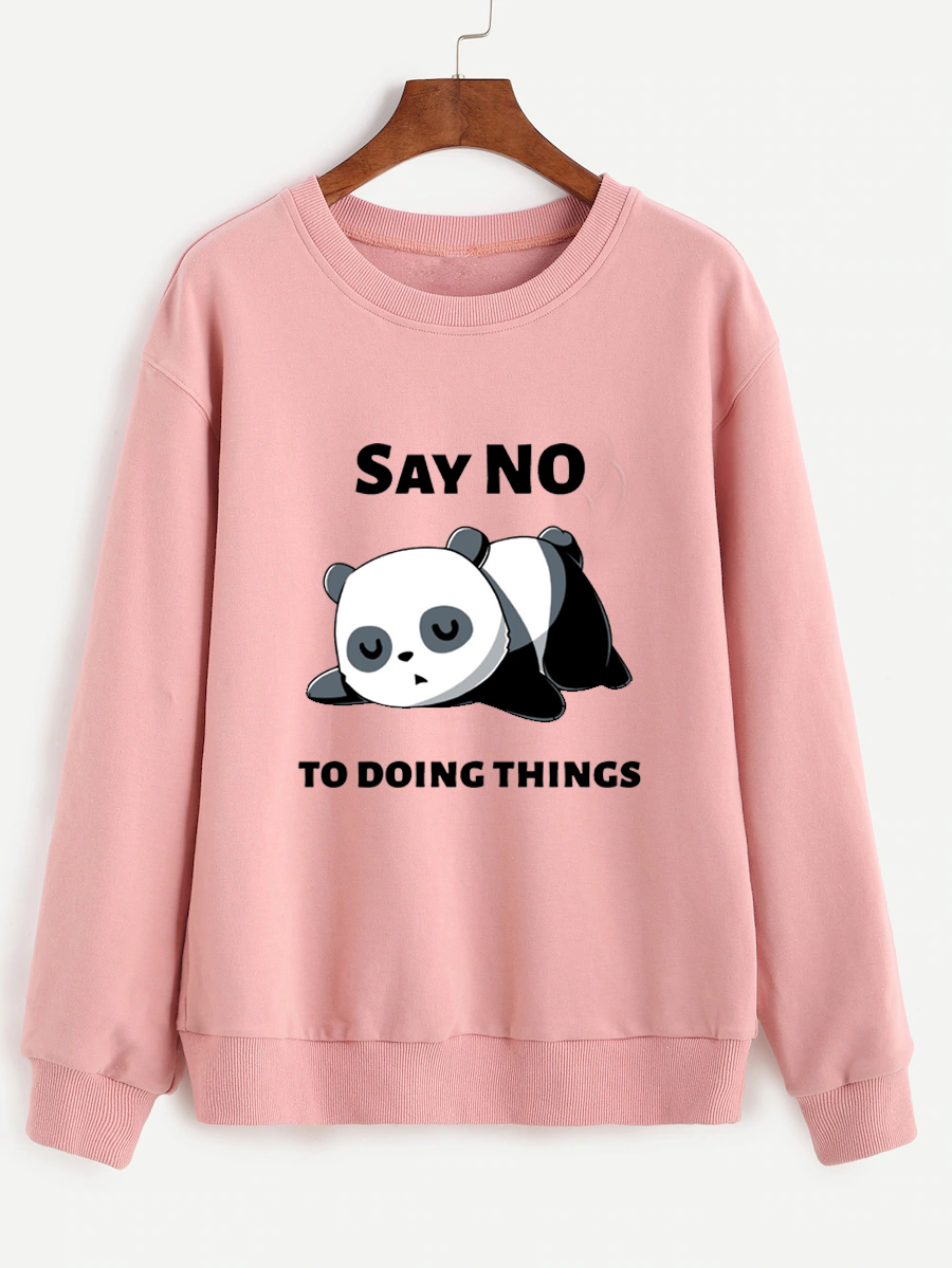 Fifth Avenue Say No To Doing Panda Printed Sweatshirt - Pink