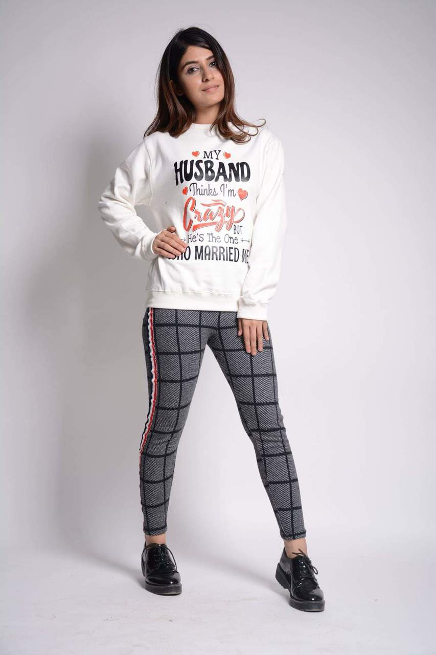 Women's WVA8 Plaid Side Striped Leggings by Fifth Avenue