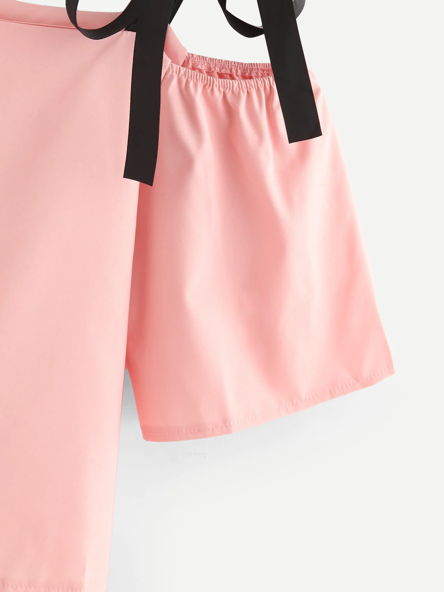 Fifth Avenue Women's UVA1243 Off Shoulder Tie Blouse - Pink