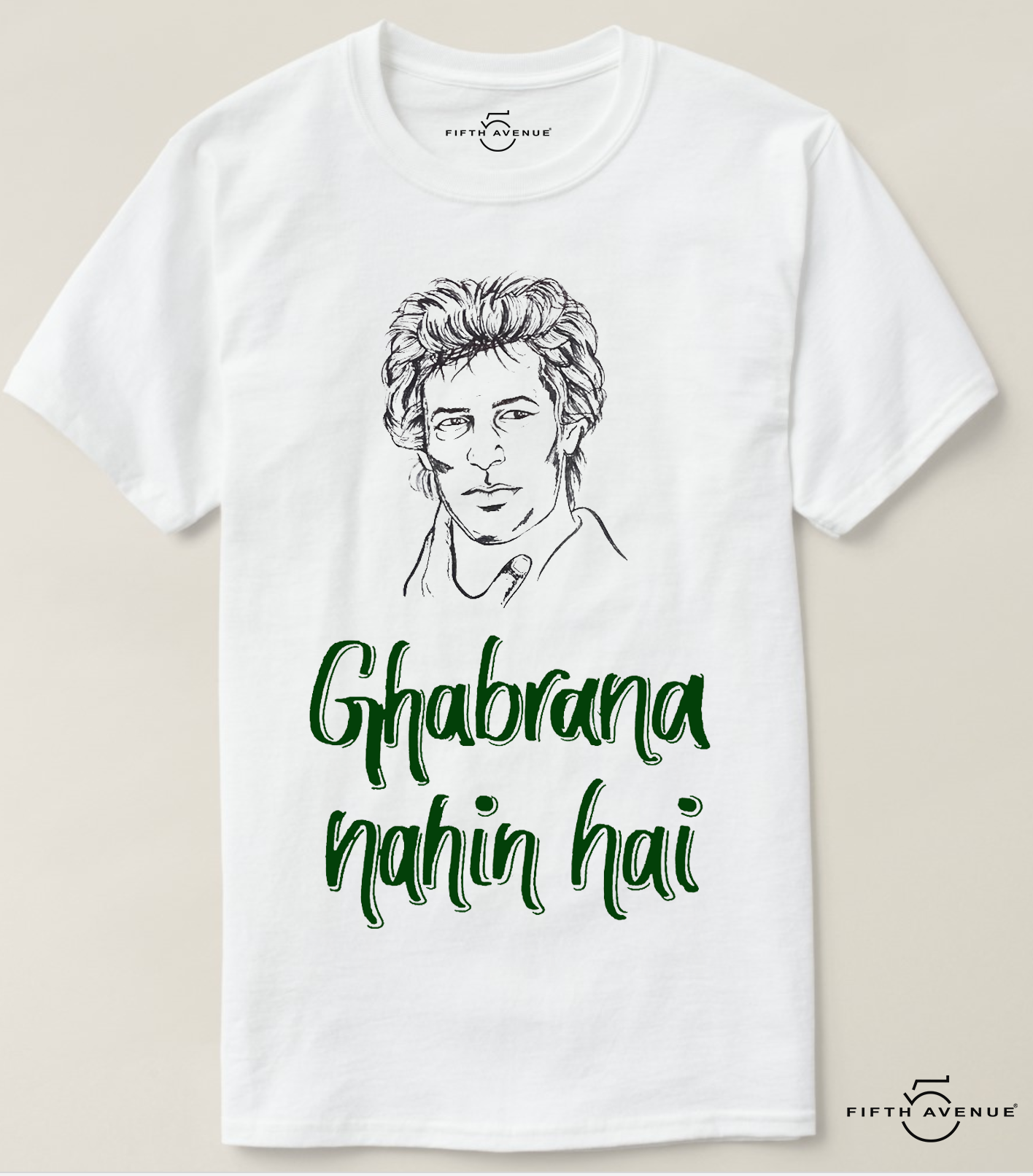 Fifth Avenue Ghabrana Nahin Khan Vector Printed T-Shirt - White