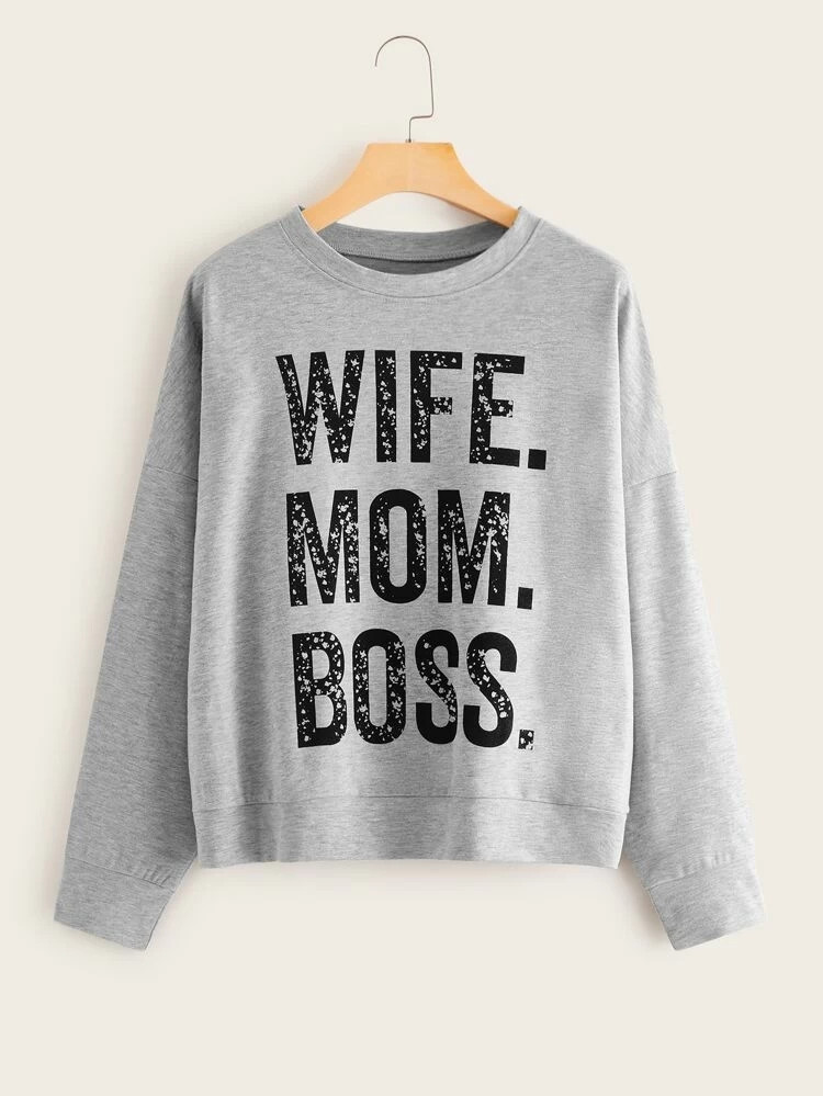 Fifth Avenue DIFT17 Wife Mom Boss B Printed Sweatshirt - Grey