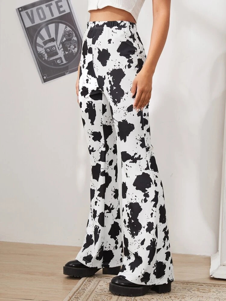 Fifth Avenue Georgette GTTWP31 Cow Print Flared Pants