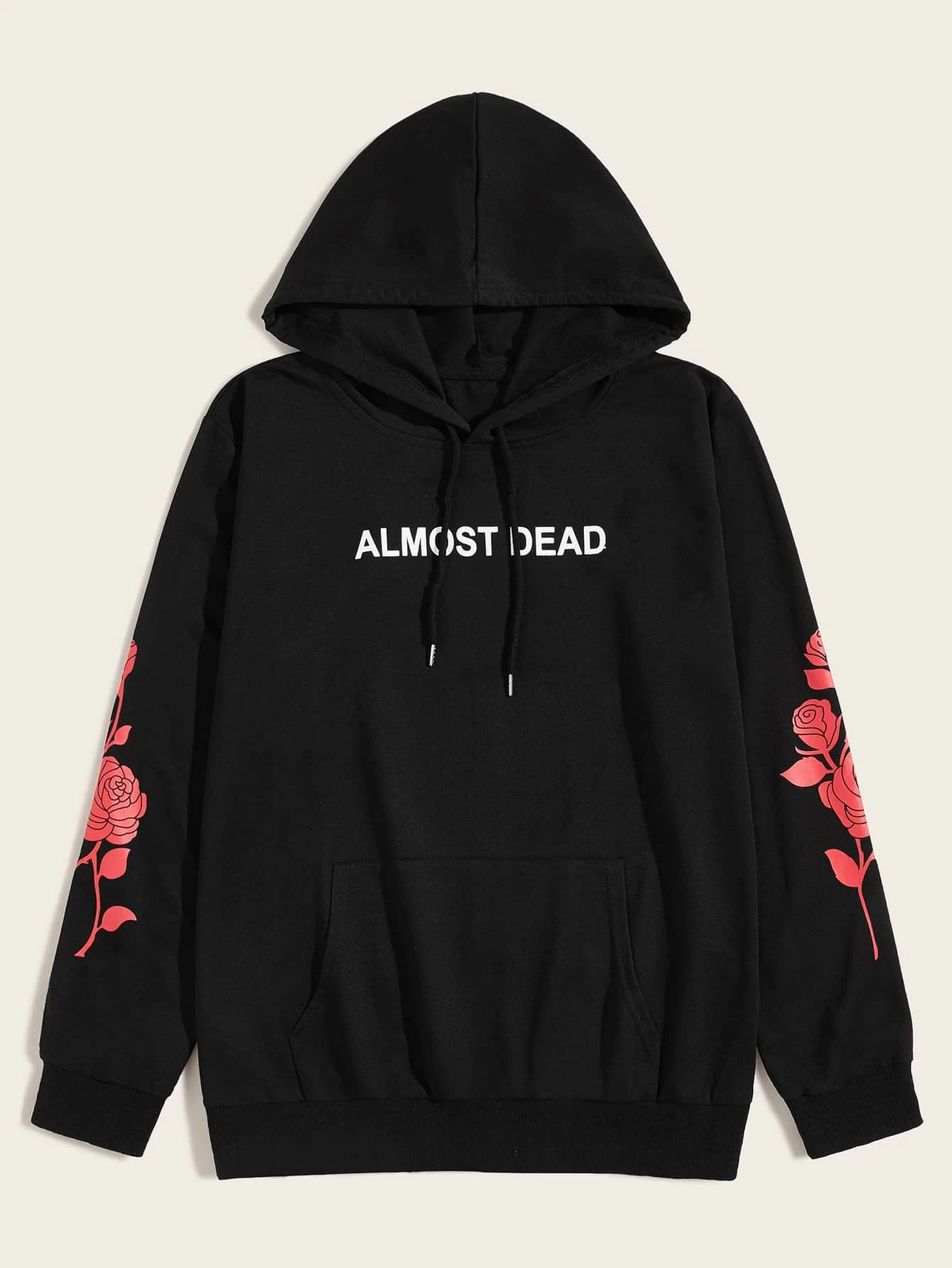 Fifth Avenue DIFT66 Floral Almost Dead Print Print Hoodie - Black