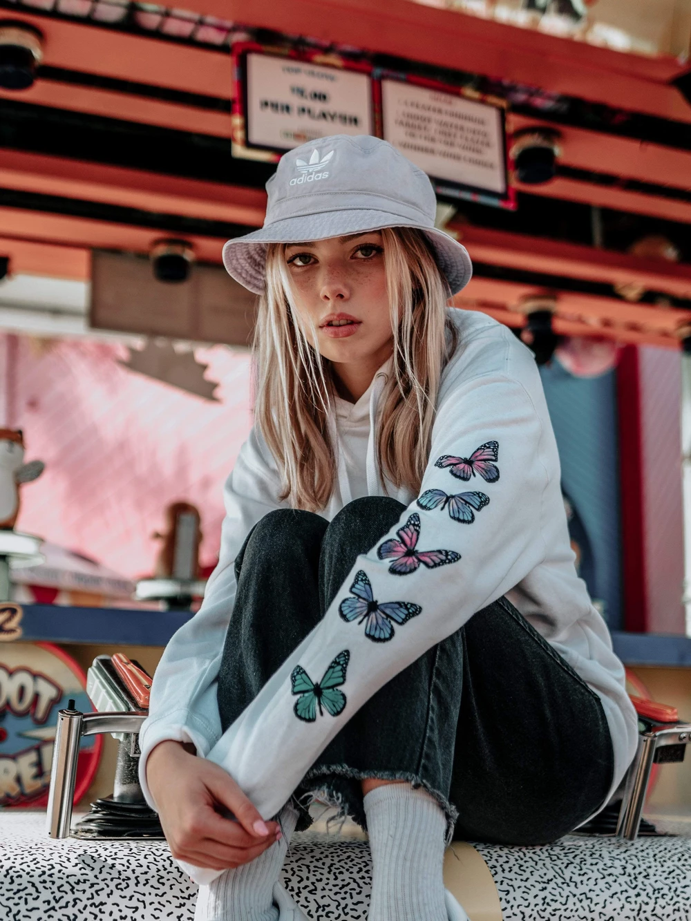 Fifth Avenue DIFT80 Always And Free Butterfly Print Hoodie - White