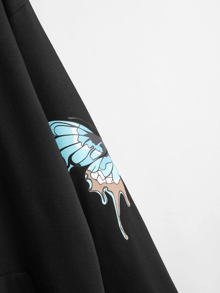 Fifth Avenue DIFT83 Butterfly Print Hoodie - Black