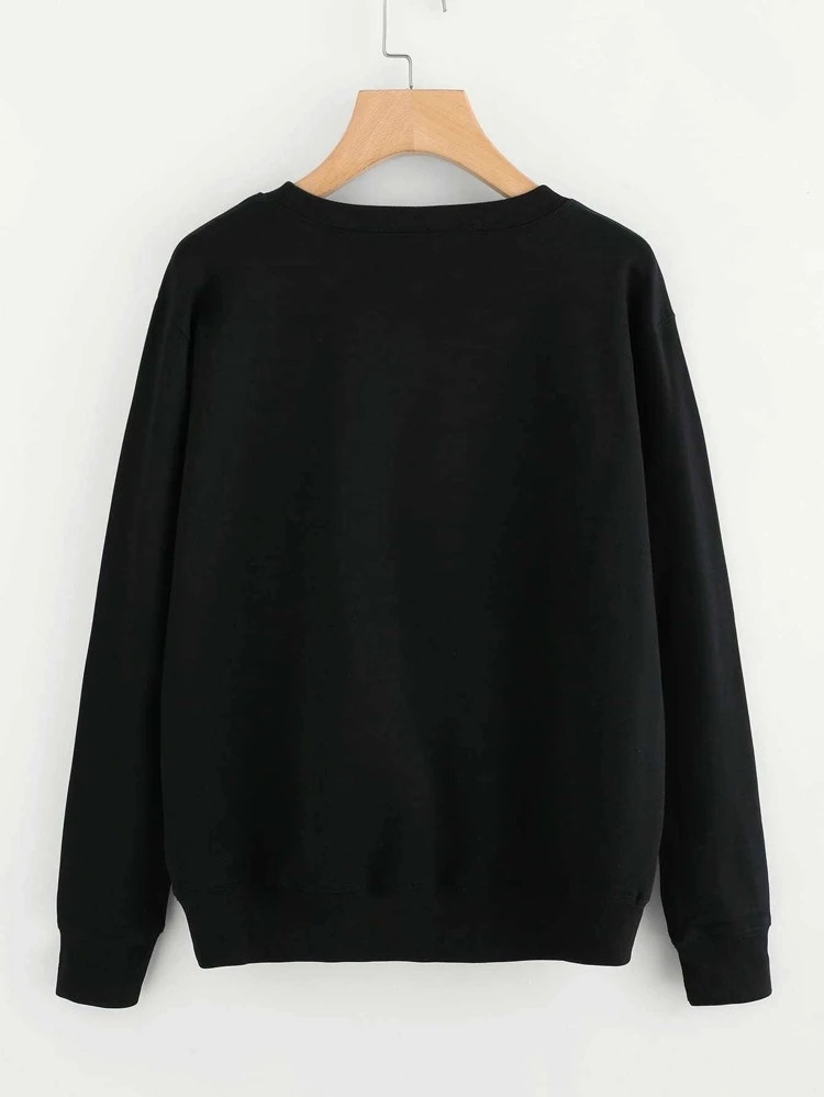 Fifth Avenue DIFT85 Mom Life Kisses Caffeine Printed Sweatshirt - Black