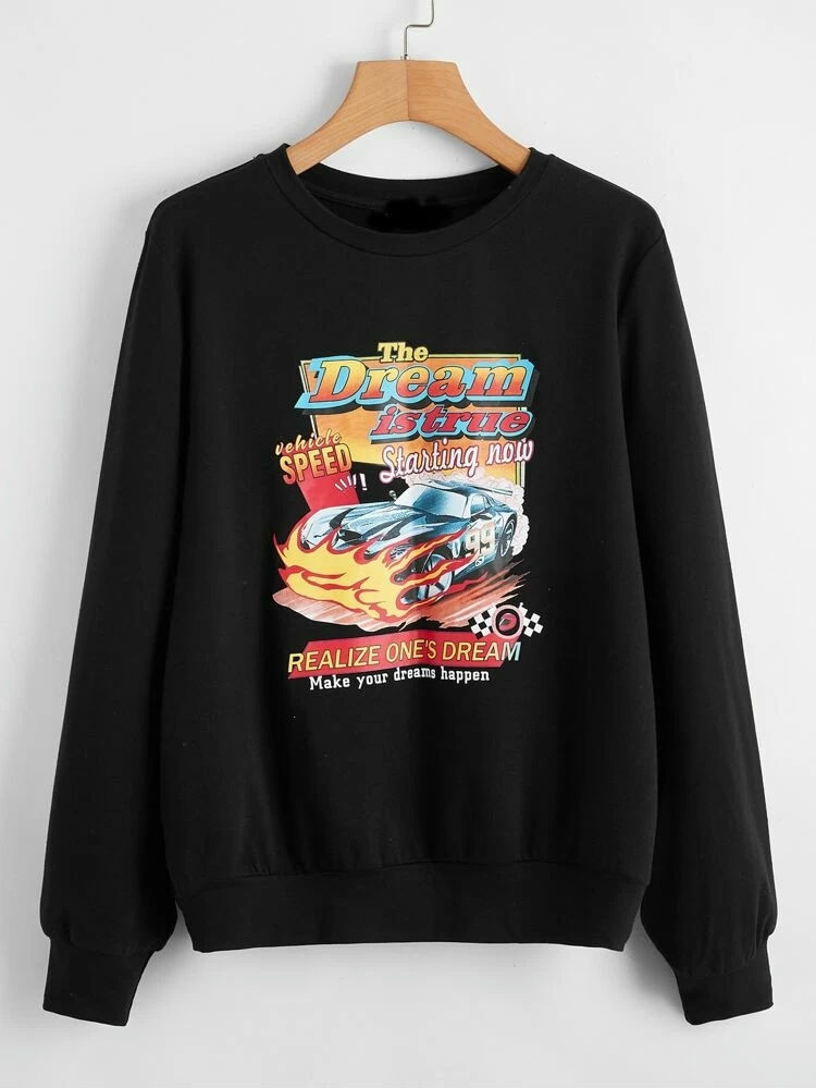 Fifth Avenue DIFT87 The Dream Is True Car Printed Sweatshirt - Black