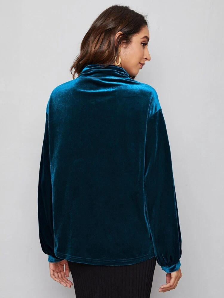 Fifth Avenue Womens High Neck Detail Velvet Stitched Western Top - FAWWT18