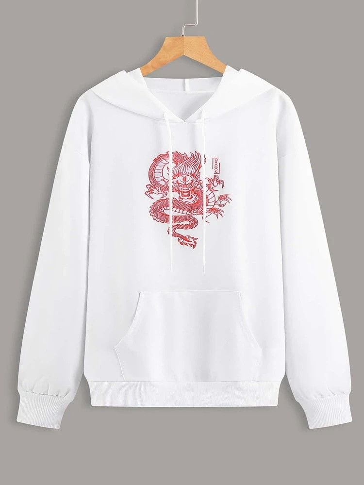 Fifth Avenue DIFT88 Dragon Print Hoodie - White