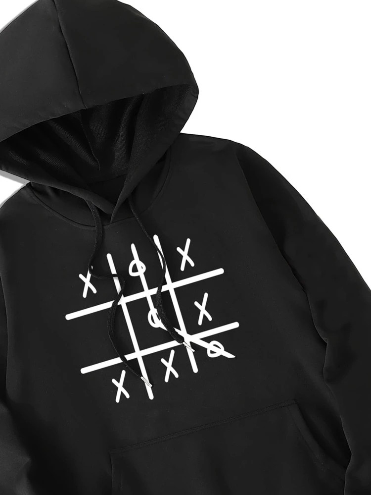 Fifth Avenue DIFT91 Tic Tac Toe Print Hoodie - Black