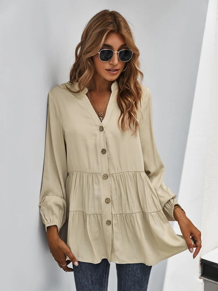 Fifth Avenue Womens Peplum Button Detail Stitched Western Top FAWWT27 - COW