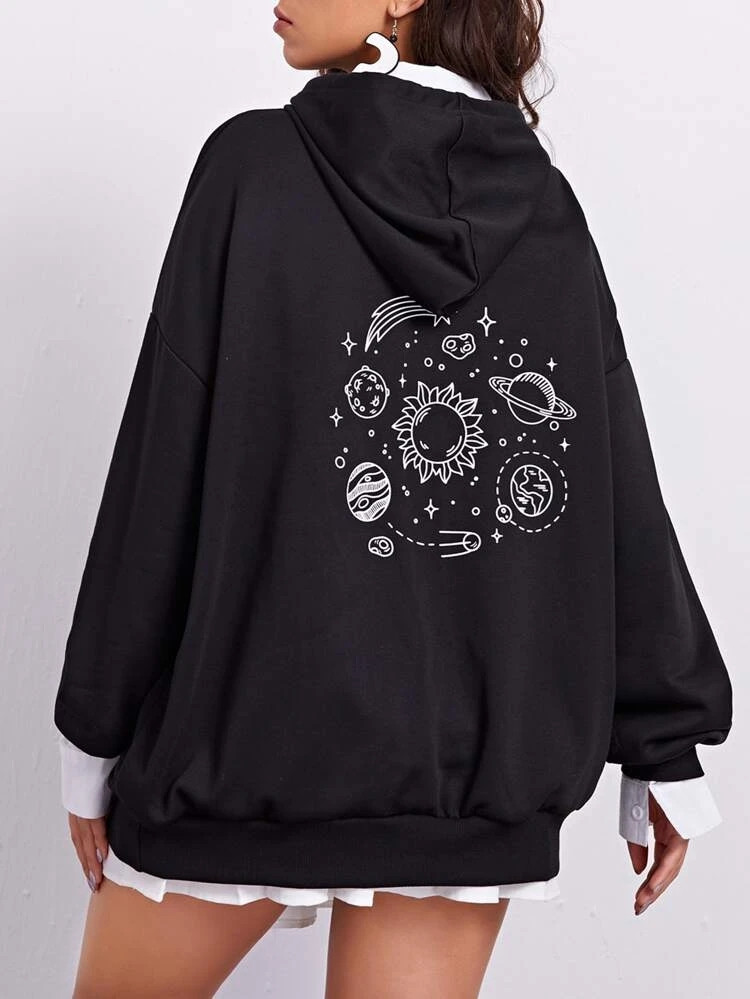 Fifth Avenue DIFT97 Back Space Print Hoodie - Black