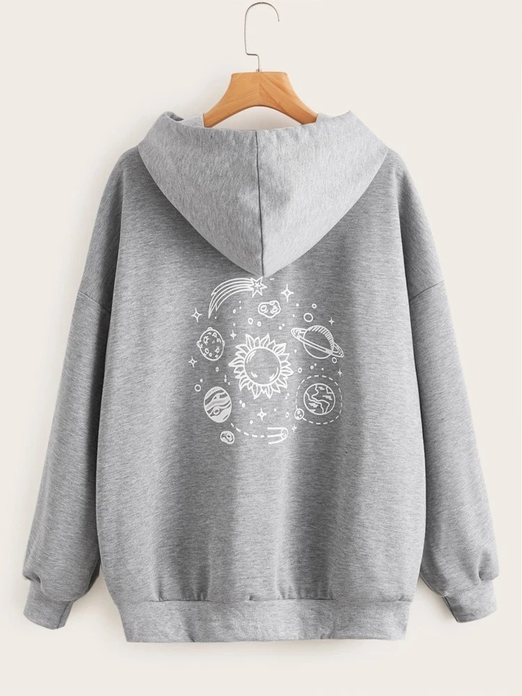 Fifth Avenue DIFT97 Back Space Print Hoodie - Grey