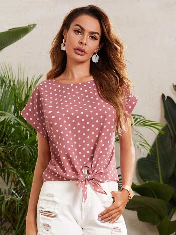 Women's Polka Dot Print Top by Groove - GRWTP2