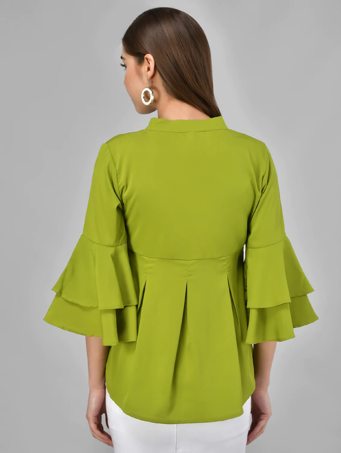 Women's Double Frill Sleeve Tie Top by Groove - GRWTP12