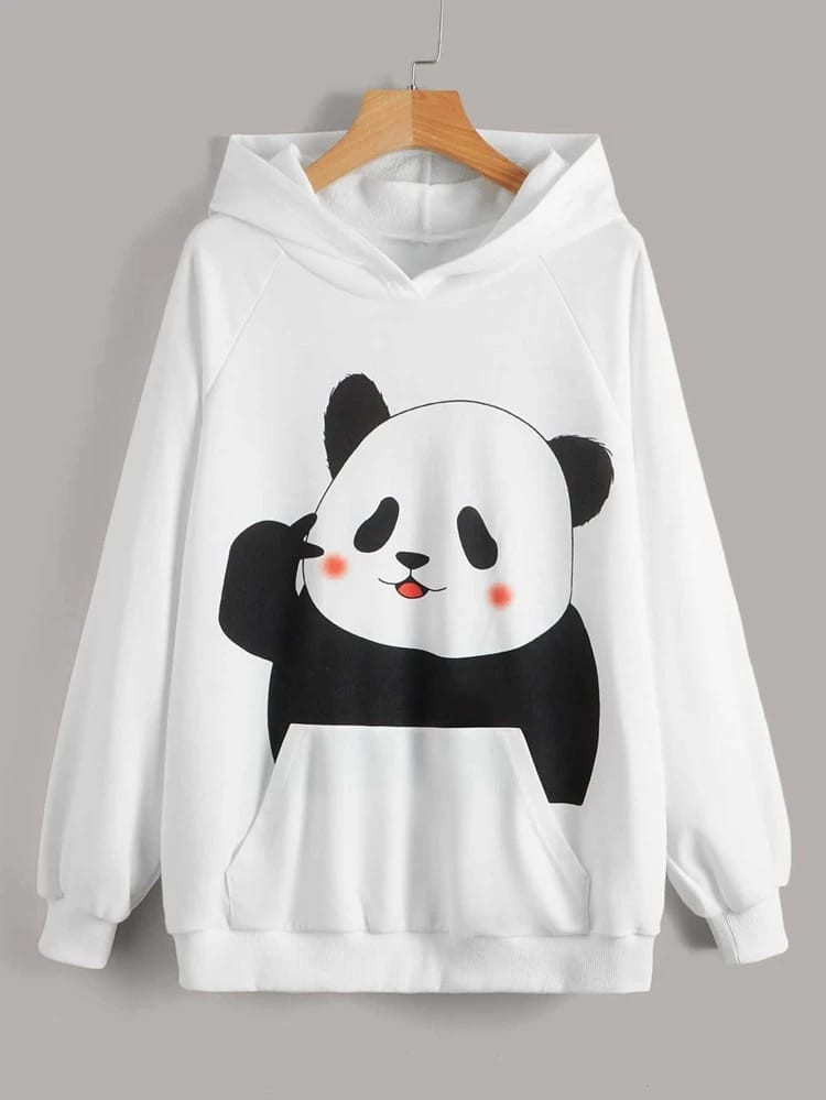Fifth Avenue DIFT216 Panda Print Hoodie - White