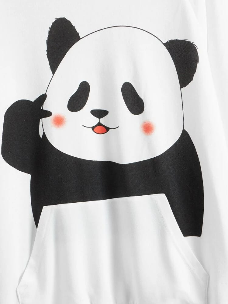 Fifth Avenue DIFT216 Panda Print Hoodie - White