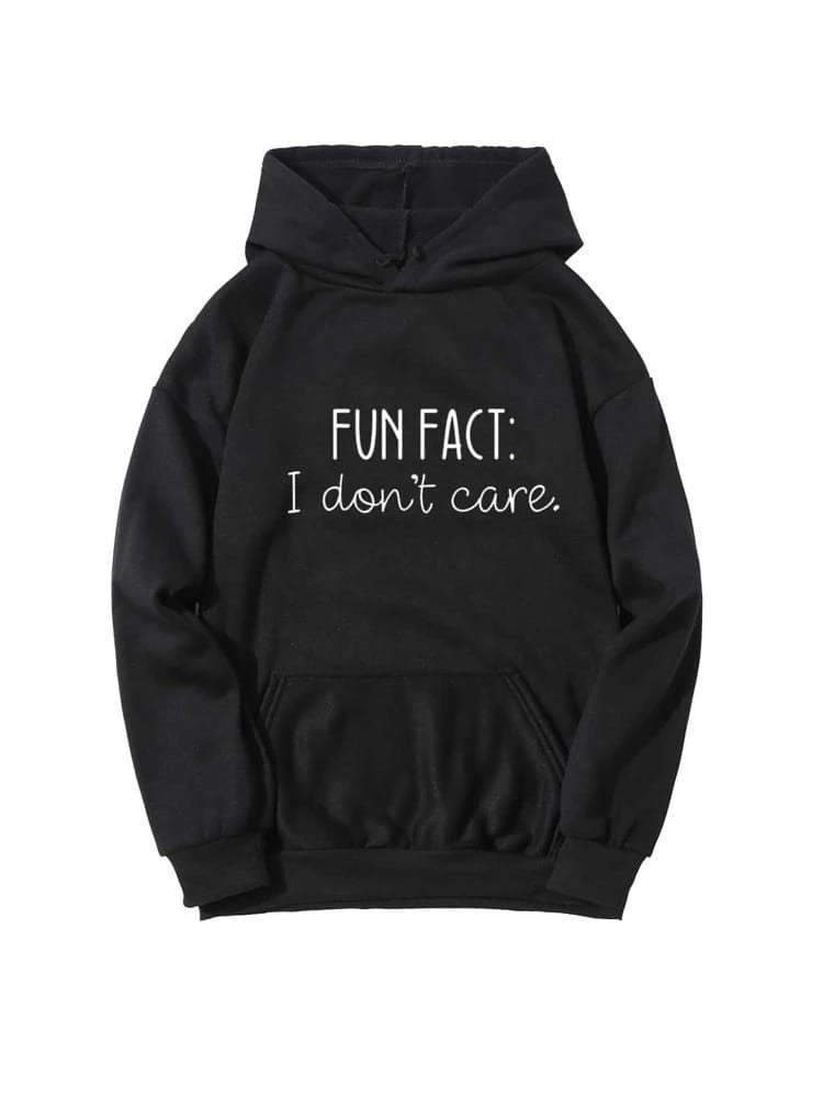 Fifth Avenue DIFT222 Fun Fact Print Hoodie - Black