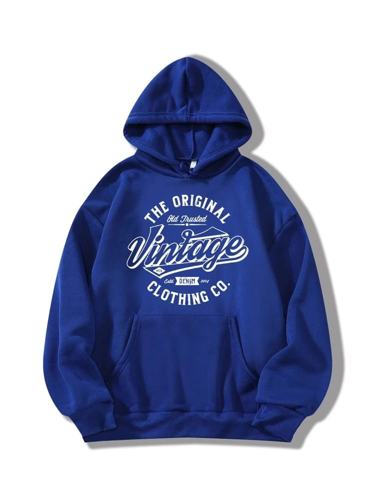 Fifth Avenue DIFT228 Vintage Print Hoodie - Blue
