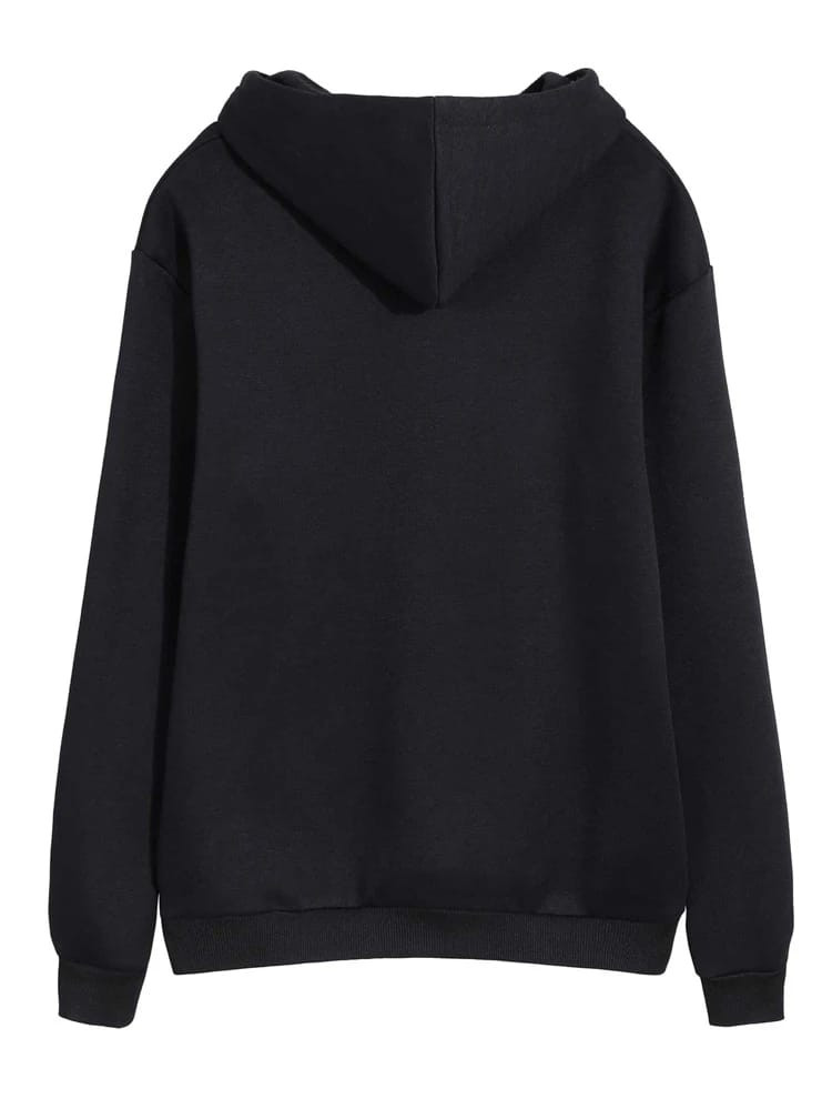 Fifth Avenue DIFT234 Lips Print Hoodie - Black