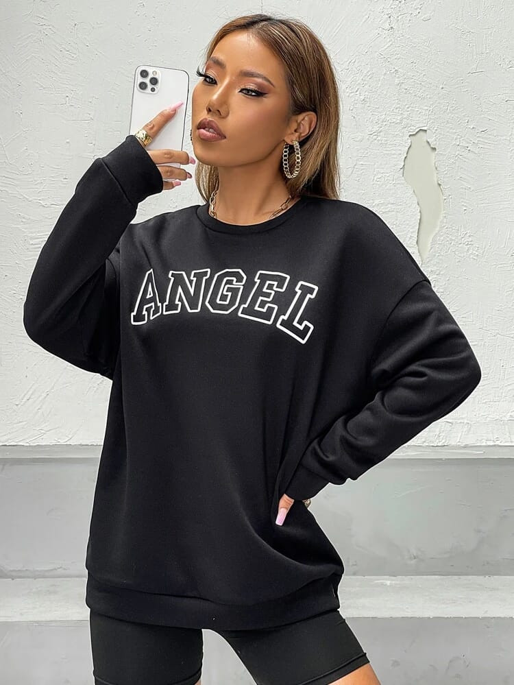 Fifth Avenue DIFT243 Text Printed Sweatshirt - Black