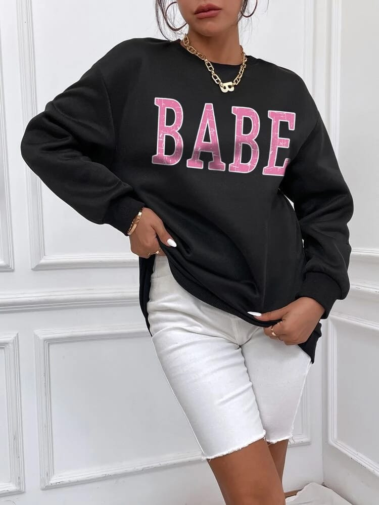 Fifth Avenue DIFT244 Babe Printed Sweatshirt - Black