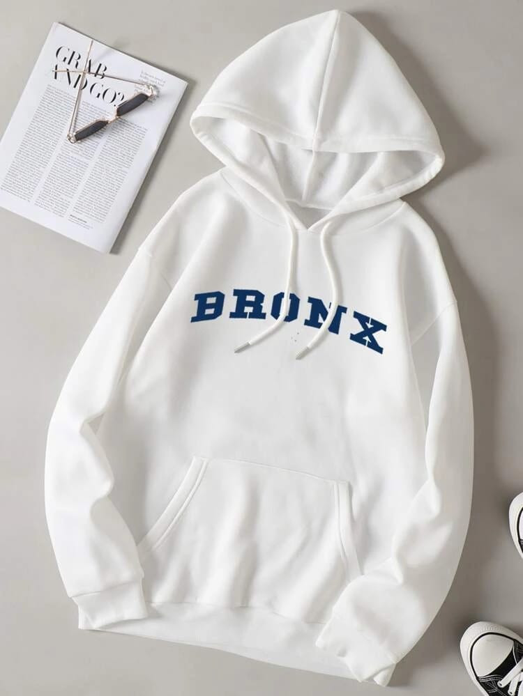 Fifth Avenue DIFT259 Bronx Print Hoodie - White