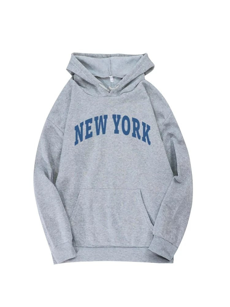 Fifth Avenue DIFT261 New York Print Hoodie - Grey