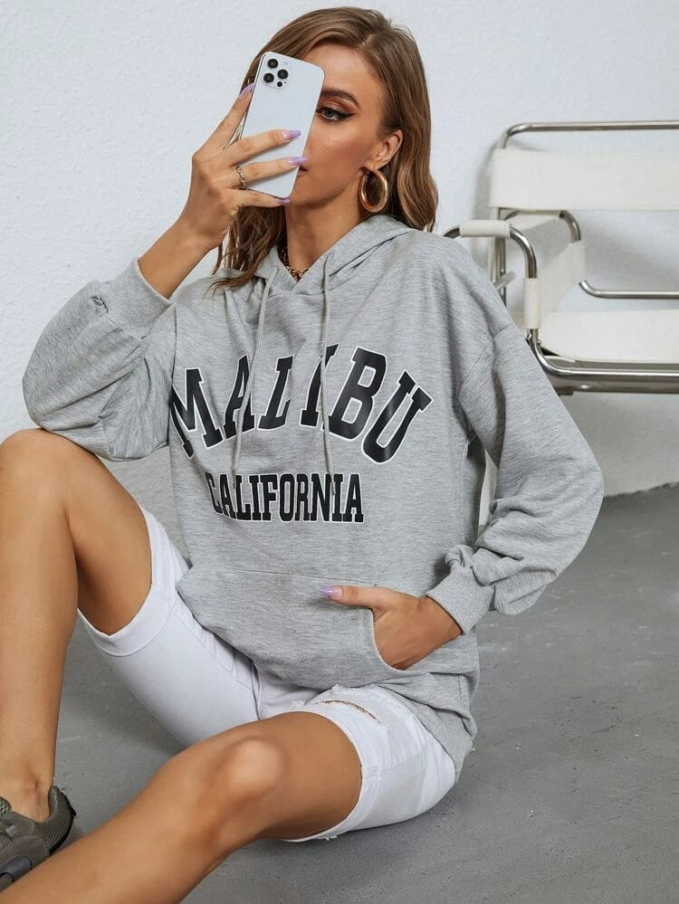 Fifth Avenue DIFT262 Malibu Print Hoodie - Grey