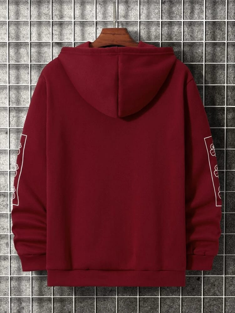 Fifth Avenue DIFT273 Floral Print Hoodie - Maroon