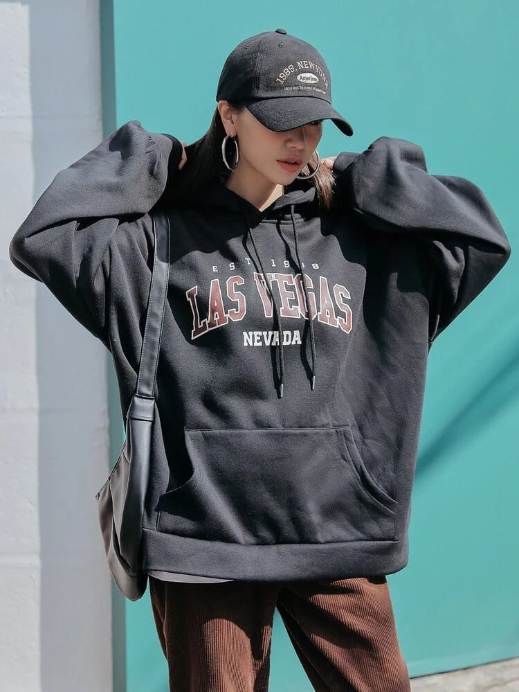 Fifth Avenue DIFT284 Los Angeles Print Hoodie - Black