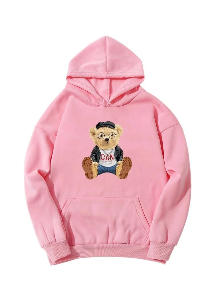 Fifth Avenue DIFT291 Bear Print Hoodie - Pink