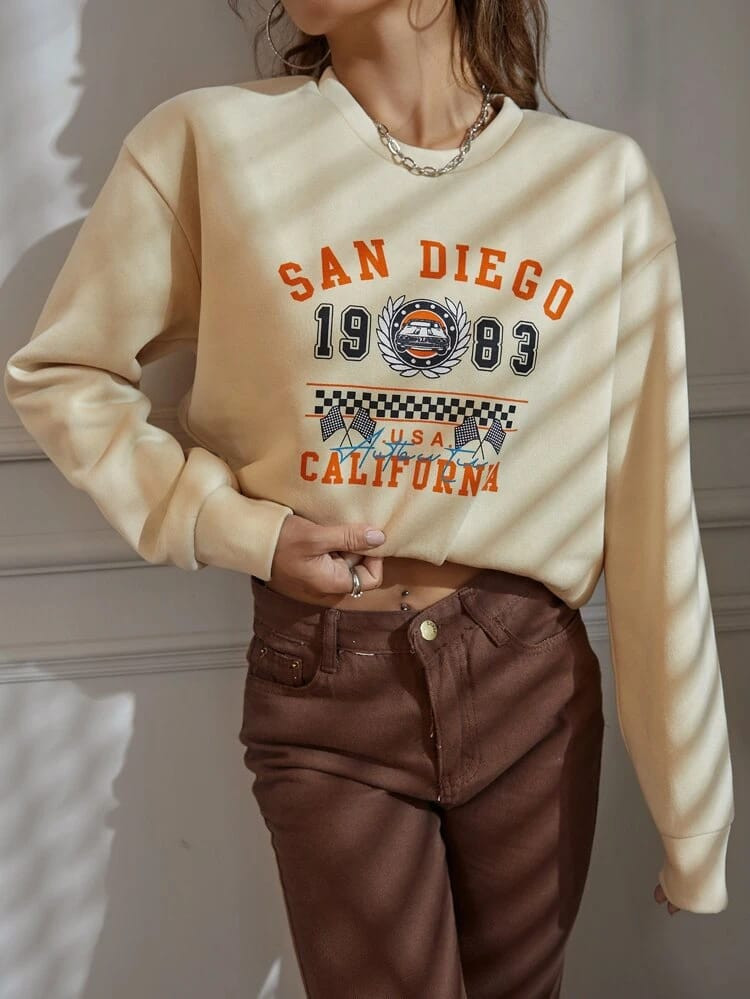 Fifth Avenue DIFT296 San Diego Printed Sweatshirt - Cream