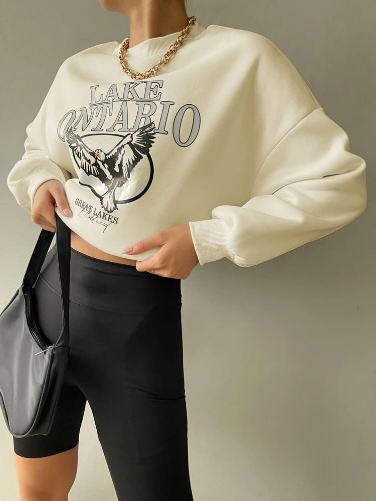 Fifth Avenue DIFT306 Lake Ontario Printed Sweatshirt - Cream