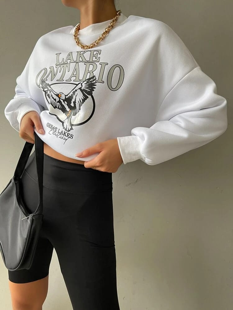 Fifth Avenue DIFT306 Lake Ontario Printed Sweatshirt - White